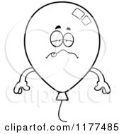 Cartoon Of A Black And White Sick Party Balloon Mascot Royalty Free Vector Clipart