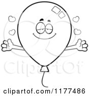 Cartoon Of A Black And White Loving Party Balloon Mascot Wanting A Hug Royalty Free Vector Clipart