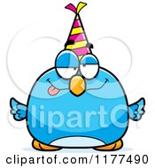 Poster, Art Print Of Drunk Birthday Bluebird Wearing A Party Hat