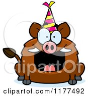 Poster, Art Print Of Happy Birthday Boar Wearing A Party Hat
