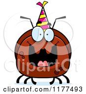 Cartoon Of A Happy Birthday Ant Wearing A Party Hat Royalty Free Vector Clipart