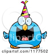 Poster, Art Print Of Happy Birthday Bluebird Wearing A Party Hat