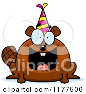 Cartoon Of A Happy Birthday Beaver Wearing A Party Hat Royalty Free Vector Clipart