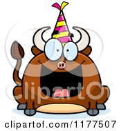 Cartoon Of A Happy Birthday Bull Wearing A Party Hat Royalty Free Vector Clipart