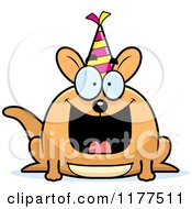 Poster, Art Print Of Happy Birthday Kangaroo Wearing A Party Hat