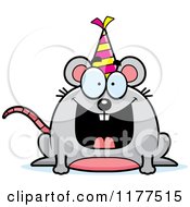 Poster, Art Print Of Happy Birthday Mouse Wearing A Party Hat