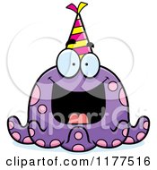 Poster, Art Print Of Happy Birthday Octopus Wearing A Party Hat