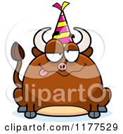 Poster, Art Print Of Drunk Birthday Bull Wearing A Party Hat