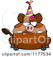 Poster, Art Print Of Drunk Birthday Boar Wearing A Party Hat