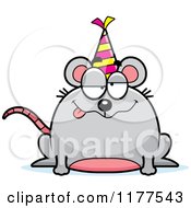 Poster, Art Print Of Drunk Birthday Mouse Wearing A Party Hat