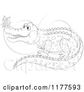 Poster, Art Print Of Outlined Butterfly On A Crocodiles Nose