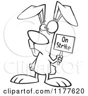 Poster, Art Print Of Outlined Easter Bunny Holding An On Strike Sign