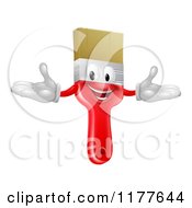 Poster, Art Print Of Happy Red Paintbrush Mascot