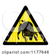 Poster, Art Print Of Yellow Caution Bull Sign