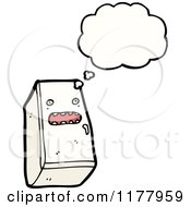 Cartoon Of A Refrigerator With A Conversation Bubble Royalty Free Vector Illustration