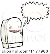 Cartoon Of A Refrigerator With A Conversation Bubble Royalty Free Vector Illustration by lineartestpilot