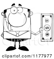Poster, Art Print Of Black And White Businessman Holding A Dollar Bill