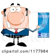 Poster, Art Print Of White Businessman Holding A Euro Bill