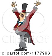 Poster, Art Print Of Enthusiastic Circus Ringmaster Man Holding His Arms Up