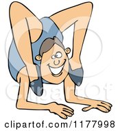 Cartoon Of A Male Circus Contortionist With His Feet On His Shoulders Royalty Free Vector Clipart