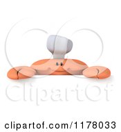 Clipart Of A 3d Orange Crab Chef Over A Sign Royalty Free CGI Illustration