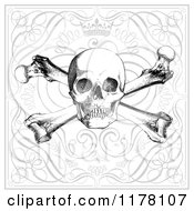 Poster, Art Print Of Skull And Crossbones Over Swirls And A Crown