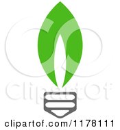 Clipart Of A Green Leaf Sustainable Energy Lightbulb 5 Royalty Free Vector Illustration