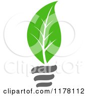 Poster, Art Print Of Green Leaf Sustainable Energy Lightbulb 3