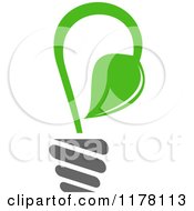 Clipart Of A Green Leaf Sustainable Energy Lightbulb 7 Royalty Free Vector Illustration