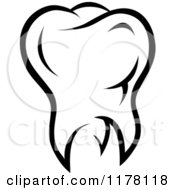 Clipart Of A Black And White Molar Tooth 9 Royalty Free Vector Illustration