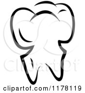 Clipart Of A Black And White Molar Tooth Royalty Free Vector Illustration
