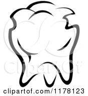 Clipart Of A Black And White Molar Tooth 4 Royalty Free Vector Illustration