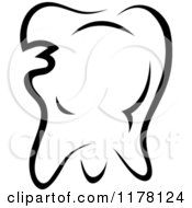 Clipart Of A Black And White Molar Tooth 3 Royalty Free Vector Illustration