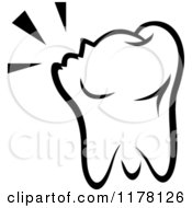 Clipart Of A Black And White Chipped Molar Tooth Royalty Free Vector Illustration