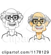 Poster, Art Print Of Happy Smiling Senior Man With Glasses In Grayscale And Color