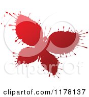 Clipart Of A Red Ink Splatter Butterfly 2 Royalty Free Vector Illustration