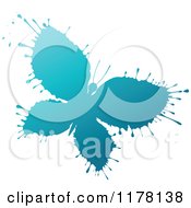 Clipart Of A Blue Ink Splatter Butterfly 2 Royalty Free Vector Illustration
