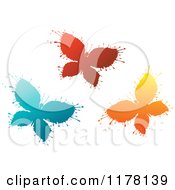 Poster, Art Print Of Red Blue And Orange Ink Splatter Butterflies