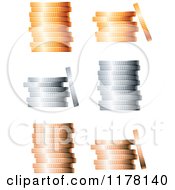 Poster, Art Print Of 3d Stacked Bronze Silver And Gold Coin Stacks