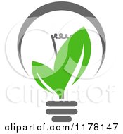 Poster, Art Print Of Green Leaf Sustainable Energy Lightbulb 4