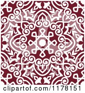 Seamless Maroon And White Arabic Floral Pattern