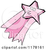 Cartoon Of A Pink Shooting Star Royalty Free Vector Illustration by lineartestpilot