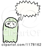 Cartoon Of A Ghoul With A Skull And A Conversation Bubble Royalty Free Vector Illustration