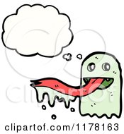 Cartoon Of A Ghoul With A Long Red Tongue And A Conversation Bubble Royalty Free Vector Illustration