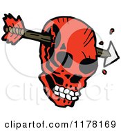 Cartoon Of Red Skull Pierced By An Arrow Royalty Free Vector Illustration