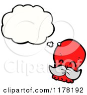 Cartoon Of A Red Skull With A Mustache And A Conversation Bubble Royalty Free Vector Illustration
