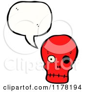 Cartoon Of A Red Skull With A Conversation Bubble Royalty Free Vector Illustration