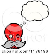 Poster, Art Print Of Red Skull With A Mustache And A Conversation Bubble