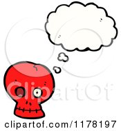 Cartoon Of A Red Skull With A Conversation Bubble Royalty Free Vector Illustration