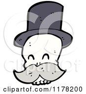 Cartoon Of Skull Wearing A Top Hat And Mustache Royalty Free Vector Illustration